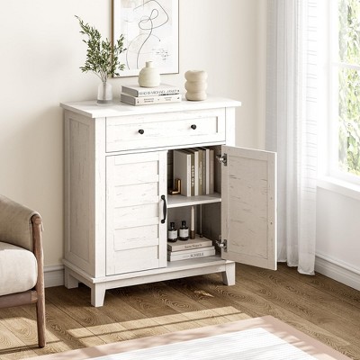 Farmhouse Storage Cabine 3-Tiers Adjustable Shelf with 7 Gears, Rustic Kitchen & Dining Room Organizer