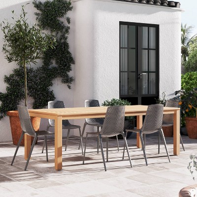 Raydon 7pc Patio Dining Set with Rectangular Table with Teak Finish - Amazonia