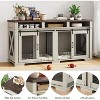 Coucheta 71" Extra Large Dog Crate Furniture - Double Kennel with 3 Storage Compartments & Sliding Barn Door for 2 Dogs - 4 of 4