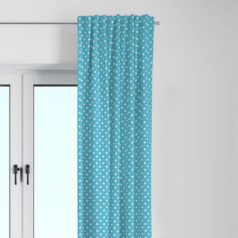 Bacati - Pin Dots Aqua Window Curtain Panel, 1 of 5