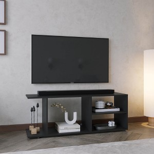 47.4" Wood Entertainment Center with Four Shelves and Four Legs, 17.8" Height for Living Room and Bedroom - 1 of 4