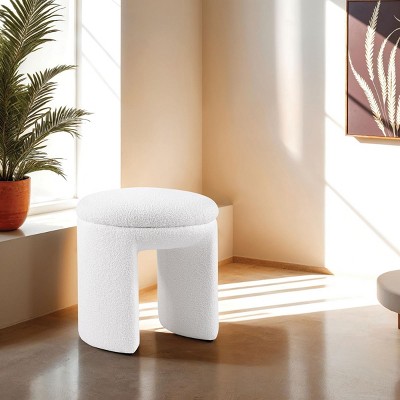 GlasFlength Accent Chairs Sofa Stool Footstool Vanity Stool Makeup Armless Chair Lazy Chair for Living Room, White, 18"*18"*19.5"