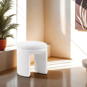 GlasFlength Accent Chairs Sofa Stool Footstool Vanity Stool Makeup Armless Chair Lazy Chair for Living Room, White, 18"*18"*19.5" - 1 of 4