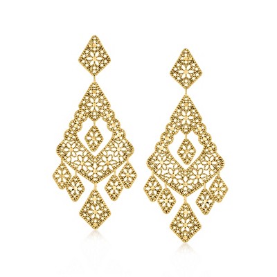 Ross-Simons Italian 18kt Gold Over Sterling Vintage-Style Drop Earrings