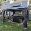 PURPLE LEAF Outdoor Gazebo Aluminum Frame Galvanized Steel Double Roof Patio Hardtop Gazebo with Curtains and Netting for Patio Lawn and Garden - 3 of 4