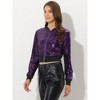 INSPIRE CHIC Women's Sequin Sparkle Front Zipper Cropped Bomber Jacket - 3 of 4