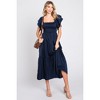 PinkBlush Navy Satin Flutter Sleeve Maternity Midi Dress - 4 of 4