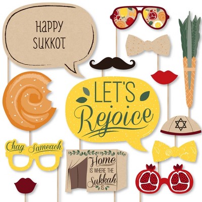 Big Dot of Happiness Sukkot - Sukkah Photo Booth Props Kit - 20 Count