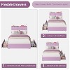 Full Size Girl Bed Frame with Storage Headboard and 2 Drawers,Boucle Upholstered Platform Bed,Chic Wavy Headboard with Bookcase,No Box Spring Needed - 2 of 4