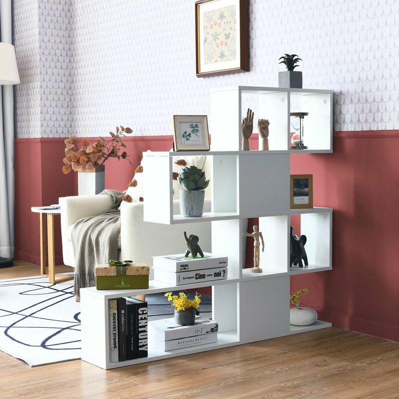 Costway 5-Tier Bookshelf Corner Ladder Bookcase Display Storage Rack White, 3 of 11