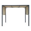 GDFStudio Kentwood Outdoor 9.5' x 9.5' Steel Flat Top Pergola, Beige/Black - 4 of 4