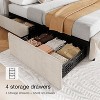 Homhougo Full Size Bed Frame with 4 Storage Drawers, Upholstered Platform Bed Frame with Adjustable Headboard, Diamond Stitched Button Tufted, Grey - 4 of 4