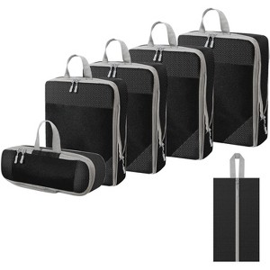 6-Set Compression Packing Cubes, Rectangular Mesh Expandable Travel ...