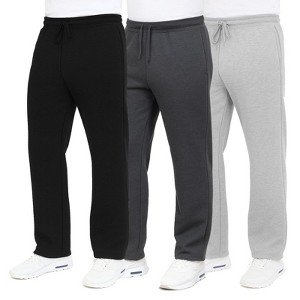 Blue Ice Men's Classic Heavyweight Fleece Sweatpants with Open Bottom - 3 Pack - 1 of 4