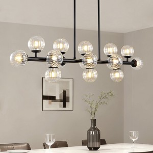 Ludomide 16 Lights Black Dining Room Chandelier Post Modern Mid Century Chandelier Linear Pendant Lighting Fixture for Island L47.8" - 1 of 4