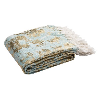 50"x70" Gemma Metallic Throw Blanket Blue/Gold - Safavieh