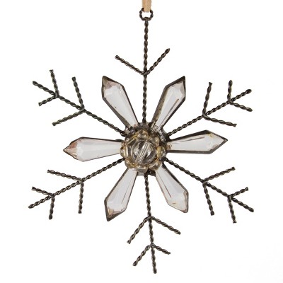 Ganz 5" Rustic Jeweled Faceted Tip Snowflake Christmas Ornament - Bronze