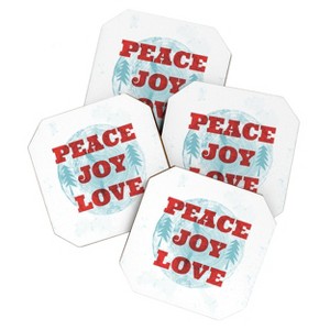 Heather Dutton Peace Joy Love Woodcut Coaster Set -Deny Designs - 1 of 4