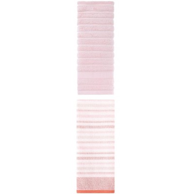 REGALWOVEN Striped Pattern Decorative Cotton Bathroom Hand Towels 14" x 30"/13" x 27" 2 Pcs