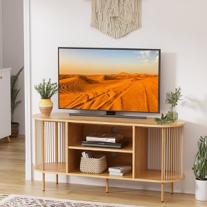 Brafabhome Oval Boho Natural Rope Woven TV Stand up to 60" TV, Modern Media Console Table with Storage Shelf, Entertainment Center for Living Room - 1 of 4