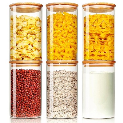 LunaLulinlk Glass Jars with Bamboo Lids: 6-Pack 25 Ounce Airtight Food Storage Containers, Kitchen and Pantry Organizers