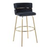 30" Glam/Art Deco Fixed-Height Barstool with Swivel, Velvet Seat, Metal Frame, and Round Footrest, Set of 2 - 2 of 4