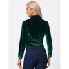 Allegra K Women's Cropped Velvet Retro Button Up Slash Pockets Old Fashion Casual Jackets - 3 of 4