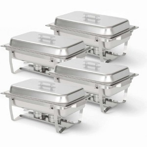 ALPHA LIVING 4 Pack 8QT Chafing Dish High Grade Stainless Steel Chafer Complete Set, Gray Handle - 1 of 4
