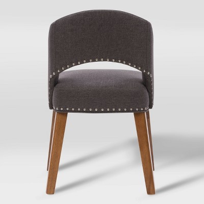 Tiffany Dark Gray Upholstered Side Chair with Wood Legs