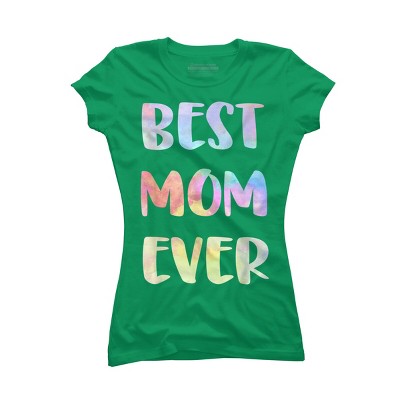 Junior's Design By Humans Best Mom Ever Rainbow Bubble Text By MiuMiuShop T-Shirt