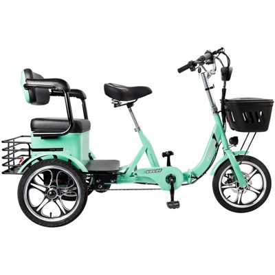 Topteng Electric Trike for Adult, Folding Three-Wheel E-Bike with Rear Seat and Thickened Tire