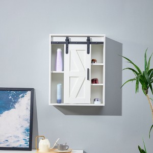 NicBex 27"x21" Wall Cabinet with Sliding Door for Bathroom,Mutifunctional Bathroom Storage Cabinet with 5 Cubbies,Cabinet for Kitchen,Living Room - 1 of 4