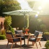 Four Seasons Courtyard 9 Foot Patio Market Umbrella Round Polyester Fabric Outdoor Backyard Shaded Canopy with Crank Lift and Auto Tilt, Seafoam Grean - 4 of 4