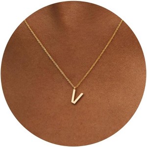Initial Necklace for Women, 14K Gold Plated Dainty Personalized Letter Pendant - 1 of 4
