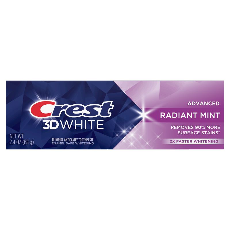 Crest 3D White Advanced Teeth Whitening Toothpaste, Radiant Mint - Trial Size - 2.4 oz, 3 of 10