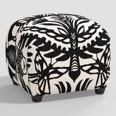 Black and white storage outlet ottoman