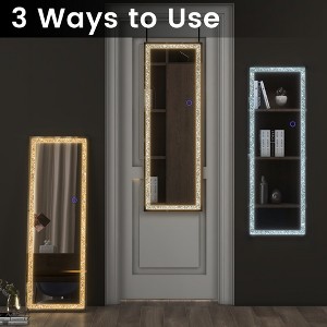 MAYEERTY LED Aluminum Door-Mounted Mirror 47x16in, Silver, Right Angle, Diamond Accent - 1 of 4