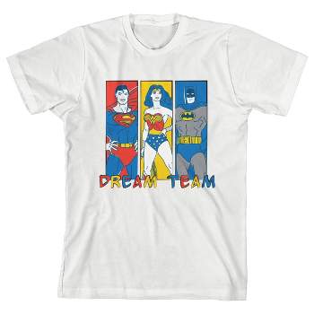 Justice League Dream Team White Tee Toddler Boy to Youth Boy