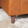 83 Inch Brown Leather Sofa - Mid-Century Modern Couch, 3-Seater Sofa with Armrests, Comfy Cushions, PU Deep Seat Sofa for Living Room, Bedroom - 4 of 4