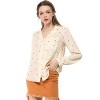 INSPIRE CHIC Women's Vintage Notched Lapel Long Sleeve Printed Button Down Tops - 3 of 4