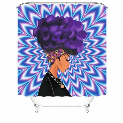 Purple Hair Girl Shower Curtains for Bathroom Waterproof Fabric Bath Curtain Durable Soft Stylish Bathroom Decor 72x72 Inch
