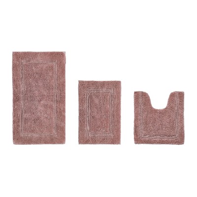 Lux Premium 100% Cotton  Ultra-Soft Tufted Solid Reversible 3 Piece Bath Rug Set, Water-Absorbent, Durable, Machine Washable Bathroom Rug