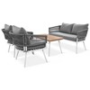 GlasFlength Patio Seating Sets, Modern Lounge Sets, Offer Relaxing and Elegant Retreat, Ultimate in Outdoor Comfort and Style, Gray, 51.2"*27.8"*28" - 3 of 4