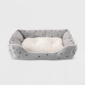Precious Tails Microsuede Cuddler with Plush Center Bolster Bed for Dogs - Gray - S - 1 of 4