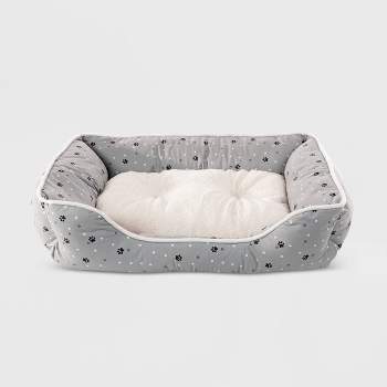 Precious Tails Microsuede Cuddler with Plush Center Bolster Bed for Dogs - Gray - S