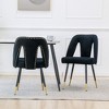 Dronkon Set of 2 Modern Velvet Dining Chairs, with Nailhead Trim & Gold-Tipped Black Metal Legs - 3 of 4