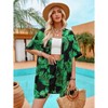 Women's Boho 2 Piece Outfits Tropical Open Front Blouse and Shorts Set - 4 of 4
