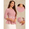 INSPIRE CHIC Women's 3/4 Sleeve Belted Elegant Business Work Peplum Top - 2 of 4