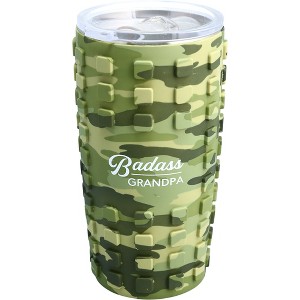 Pavilion Gift Company - Badass Grandpa - 20 oz Travel Tumbler with 3D Silicone Wrap - Portable Drinkware - 1 of 4