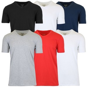Blu Rock Men's Short Sleeve V-Neck Cotton Stretch Tees-6 Pack - 1 of 2